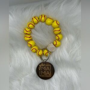 Softball Beaded Mama Keychain